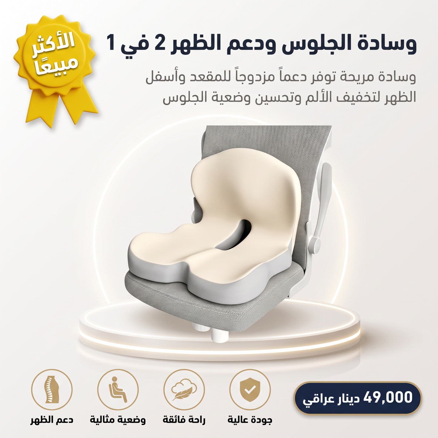 وسادة الجلوس ودعم الظهر 2 في 1