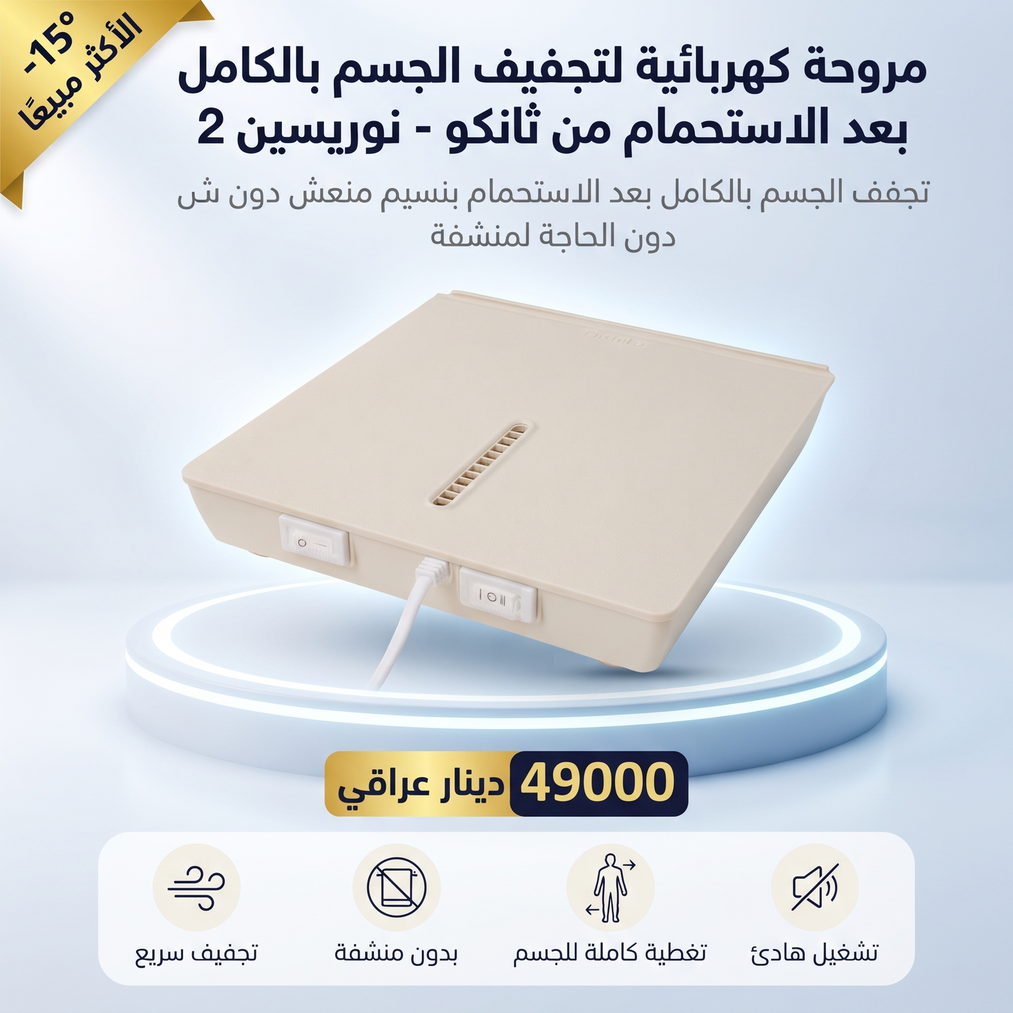 مروحة كهربائية لتجفيف الجسم بالكامل بعد الاستحمام من ثانكو - نوريسين 2